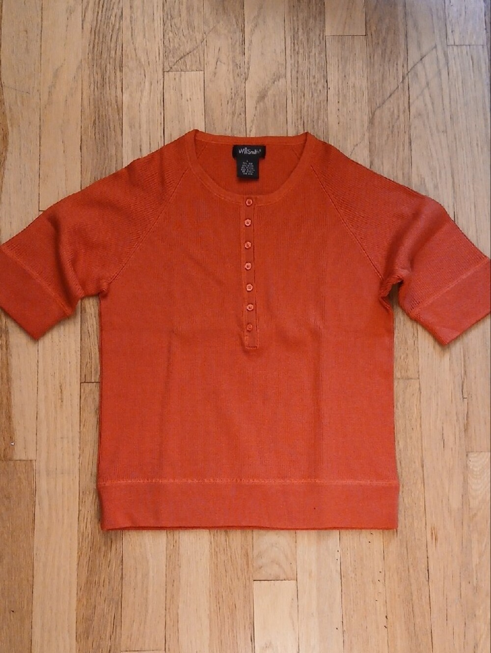 Willi Smith Orange Button-Front Short Sleeved Top